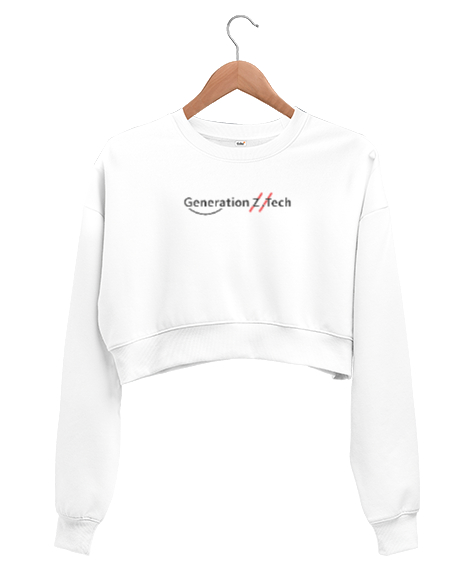 Tisho - Generation Z - Z Kuşağı Beyaz Kadın Crop Sweatshirt