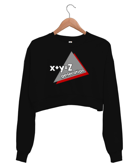 Tisho - Generation Z - Z Kuşağı Siyah Kadın Crop Sweatshirt