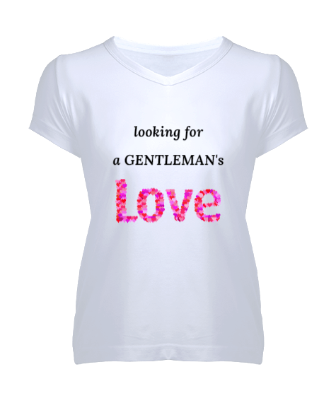 Tisho - GENTLEMANs LOVE Kadın V Yaka Tişört