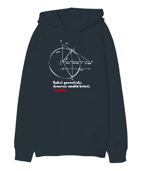 Tisho - Geometri Sanattır Oversize Unisex Kapüşonlu Sweatshirt