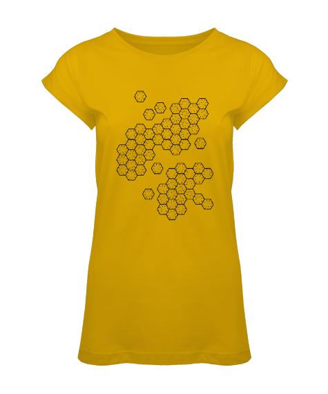 Tisho - Geometrik Şekil - Petek V3 Sarı Kadın Tunik