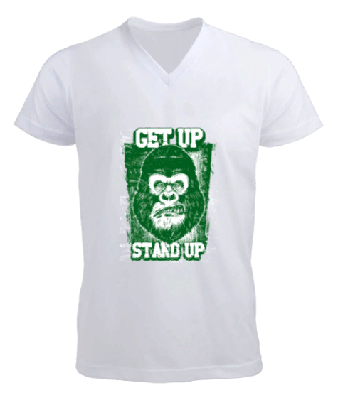 Tisho - Get Up Stand Up Erkek Kısa Kol V Yaka Tişört