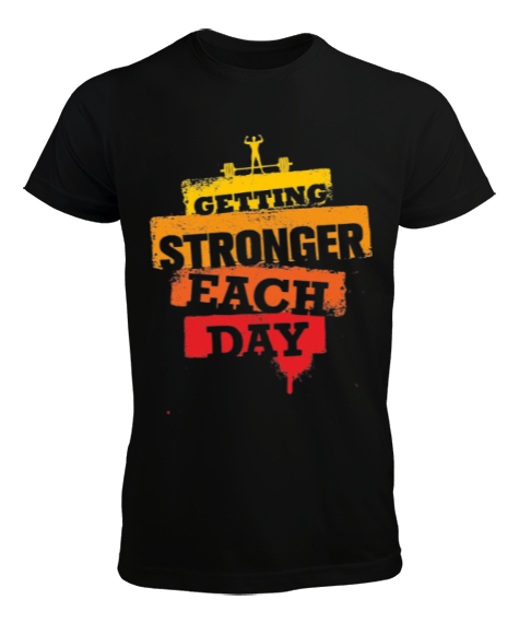 Tisho - Getting Stronger Each Day Siyah Erkek Tişört
