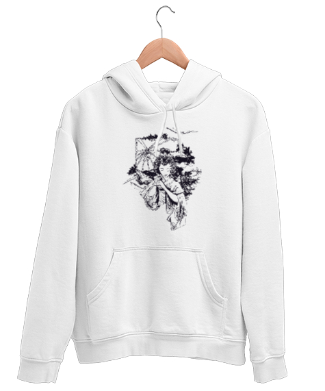 Tisho - Geyşa - Geişa- Japon Kültürü Beyaz Unisex Kapşonlu Sweatshirt