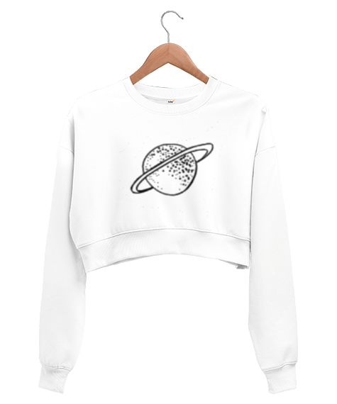 Tisho - Gezegen baskılı Kadın Crop Sweatshirt