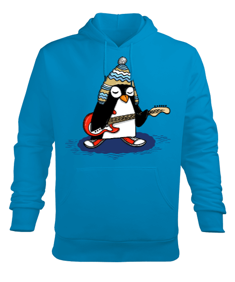 Tisho - Gezen Penguen Erkek Kapüşonlu Hoodie Sweatshirt