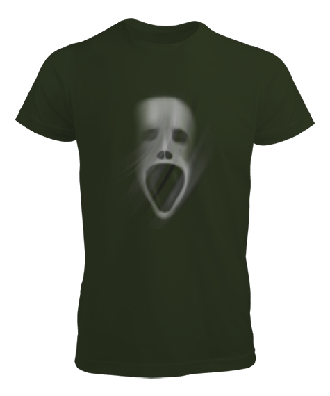 Tisho - Ghost - Hayalet Kafası Haki Yeşili Erkek Tişört