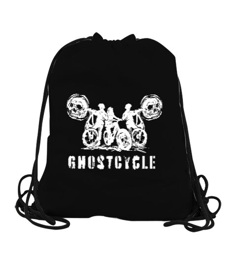Tisho - Ghostcycle - Hayalet Sürücü Siyah Büzgülü Spor Çanta