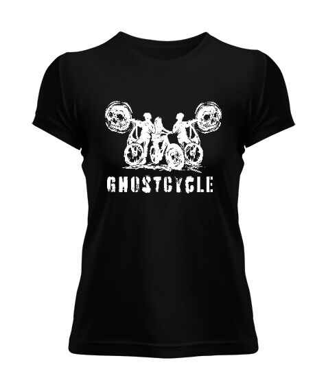 Tisho - Ghostcycle - Hayalet Sürücü Siyah Kadın Tişört