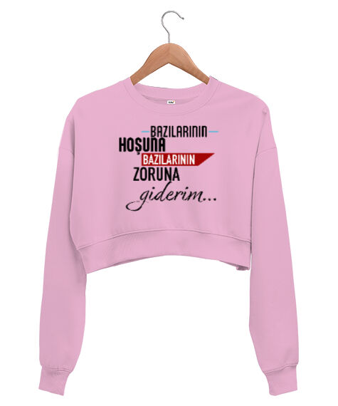 Tisho - Giderim Pembe Kadın Crop Sweatshirt