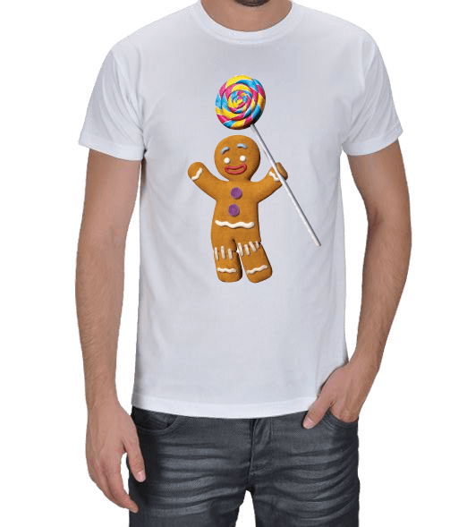 Tisho - Gingerbread Man baskılı tişört Erkek Tişört