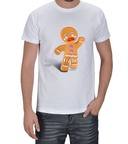 Tisho - Gingerbread Man baskılı tişört Erkek Tişört