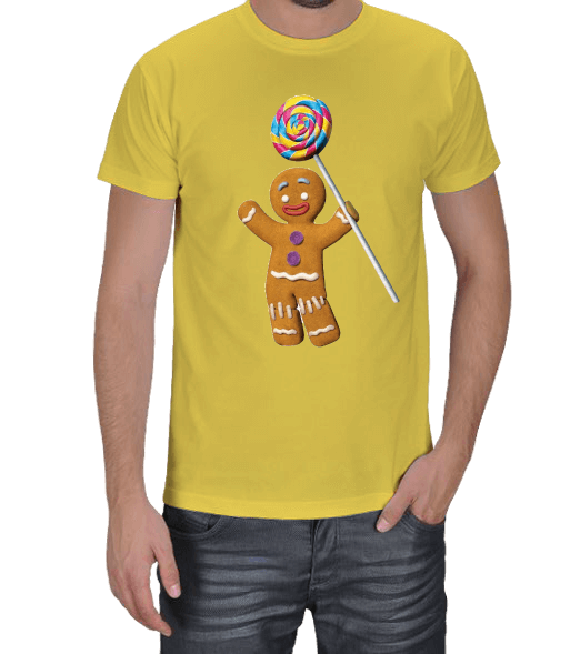 Tisho - Gingerbread Man baskılı tişört Erkek Tişört