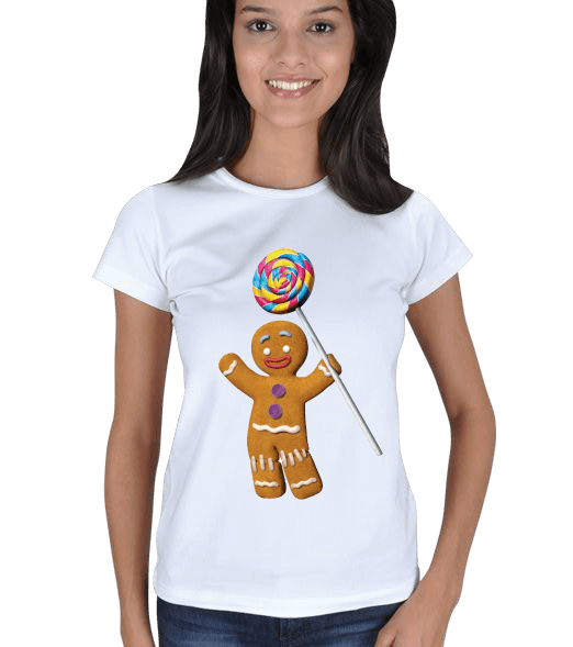 Tisho - Gingerbread Man baskılı tişört Kadın Tişört