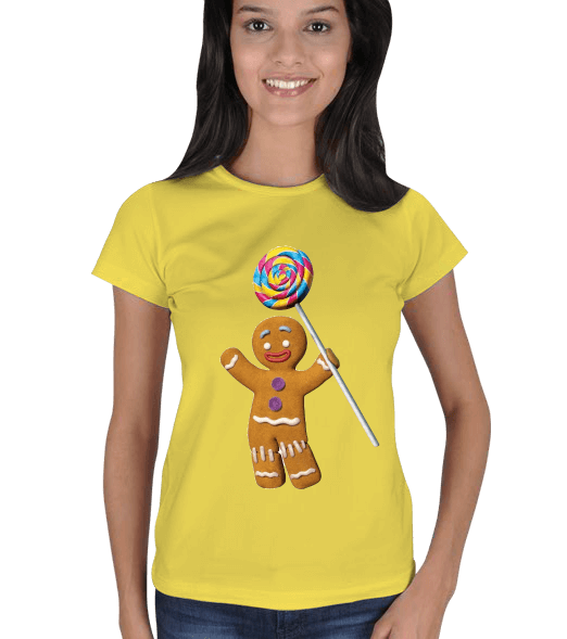 Tisho - Gingerbread Man baskılı tişört Kadın Tişört