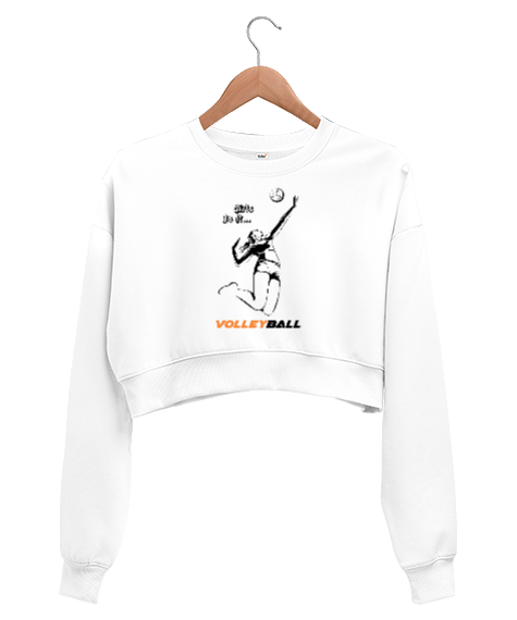 Tisho - Girls Do It - Volleyball - Voleybol Beyaz Kadın Crop Sweatshirt