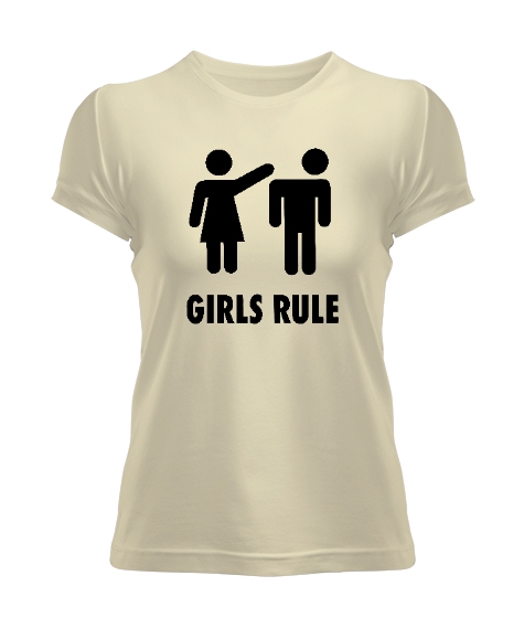 Tisho - Girls Rule - Kızlar Kuralı Krem Kadın Tişört