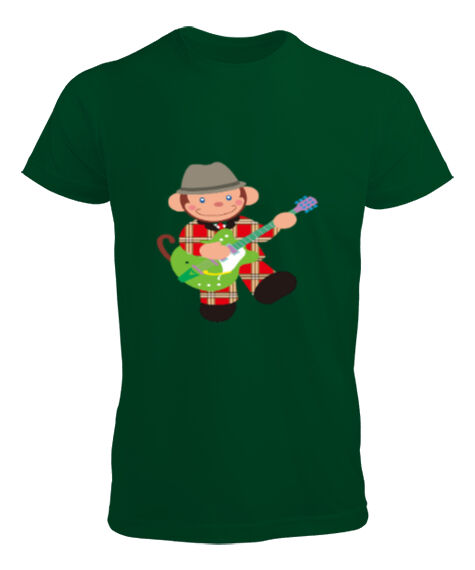Tisho - gitar çalan maymun Çimen Yeşili Erkek Tişört