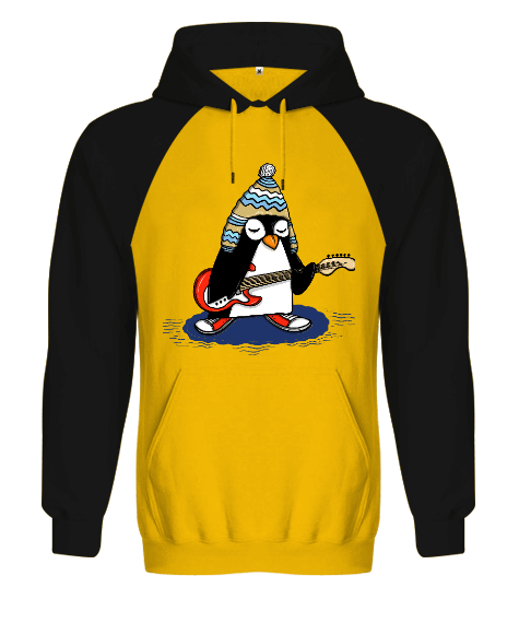 Tisho - Gitar çalan penguenlı sweatshirt Orjinal Reglan Hoodie Unisex Sweatshirt