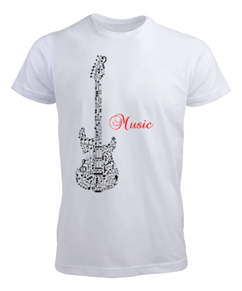 Tisho - Gitar ve notalar Erkek Tişört