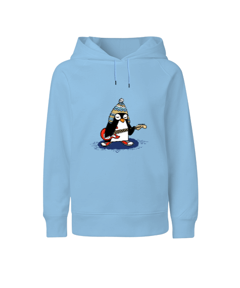 Tisho - Gitarist penguen Çocuk Unisex Hoodie Kapüşonlu