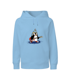 Gitarist penguen Çocuk Unisex Hoodie Kapüşonlu - Tisho