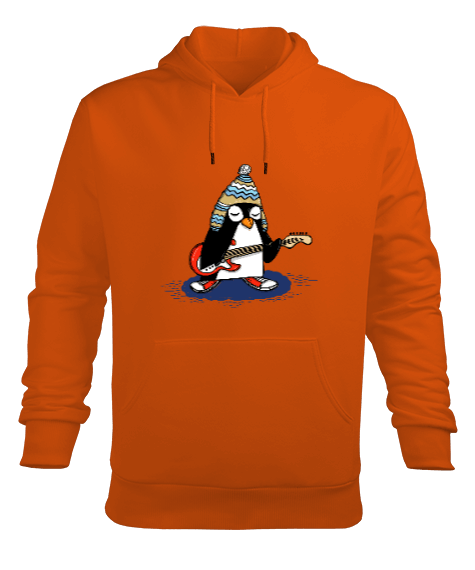 Tisho - Gitarist Penguen Erkek Kapüşonlu Hoodie Sweatshirt