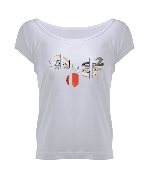 Tisho - Gizemli Palyaço - Kadın Geniş Yaka T-shirt Kadın Geniş Yaka Tişört