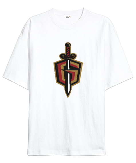 Tisho - Gladyatör ve Kılıç - Gladiator Beyaz Oversize Unisex Tişört