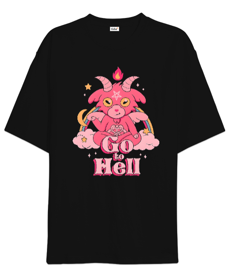 Tisho - Go To Hell Siyah Oversize Unisex Tişört
