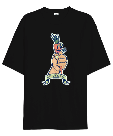 Tisho - Go Vegan Tasarım Baskılı Oversize Unisex Tişört