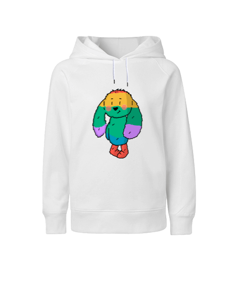 Tisho - Gökkuşağı ayıcıklı Çocuk Unisex Hoodie Kapüşonlu