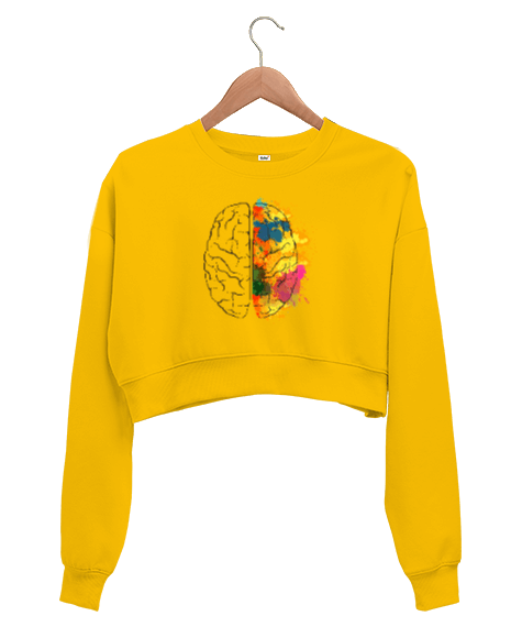 Tisho - Gökkuşağı Beyin Kadın Crop Sweatshirt