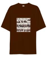 Göktürk Ahalisi anlatan tasarım Kahverengi Oversize Unisex Tişört - Tisho