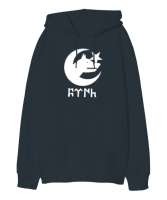 Göktürk, Bozkurt, Türk, Kurt, Hilal, Yıldız Füme Oversize Unisex Kapüşonlu Sweatshirt - Tisho