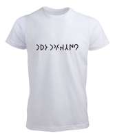 Göktürk dilinde Yüce Kağan Uyan yazılı Beyaz Erkek Tişört - Tisho