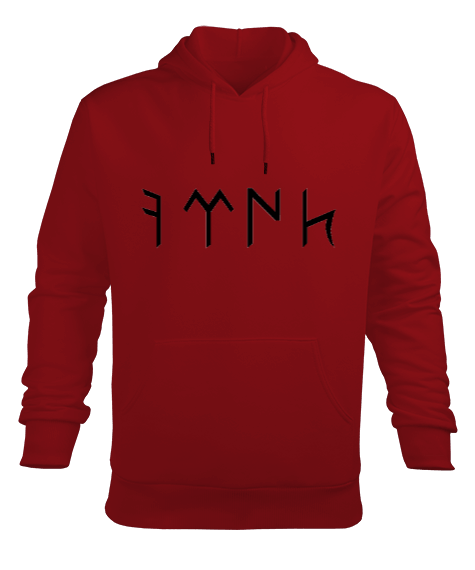 Tisho - Göktürk-Kırmızı Tişört Erkek Kapüşonlu Hoodie Sweatshirt