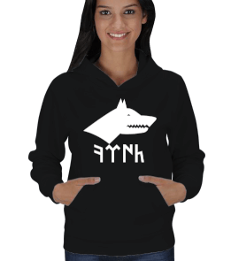 GÖKTÜRK KURT BASKILI Kadın Kapşonlu - Tisho