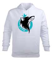 Göktürk, Türk, Bozkurt, Hilal, Kurt Beyaz Erkek Kapüşonlu Hoodie Sweatshirt - Tisho