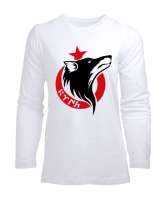 Göktürk, Türk, Bozkurt, Hilal, Kurt Beyaz Kadın Uzun Kol Tişört - Tisho