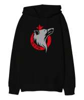 Göktürk, Türk, Bozkurt, Hilal, Kurt Siyah Oversize Unisex Kapüşonlu Sweatshirt - Tisho