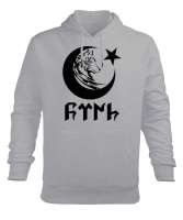 Göktürk, Türk, Bozkurt, Hilal, Kurt V2 Gri Erkek Kapüşonlu Hoodie Sweatshirt - Tisho