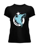 Göktürk, Türk, Bozkurt, Hilal, Kurt V2 Siyah Kadın Tişört - Tisho