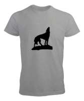 Göktürk Türk Bozkurt Uluyan Kurt Gri Erkek Tişört - Tisho