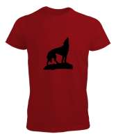 Göktürk Türk Bozkurt Uluyan Kurt Kırmızı Erkek Tişört - Tisho