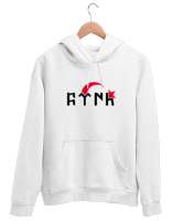 Göktürk - Türk - Göktürkçe - Ay Yıldız Beyaz Unisex Kapşonlu Sweatshirt - Tisho