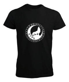 Göktürk Türkiye Türk Kurt Tasarım Baskılı Siyah Erkek Tişört - Tisho