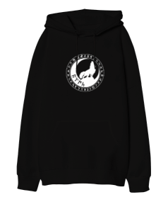 Göktürk Türkiye Türk Kurt Tasarım Baskılı Siyah Oversize Unisex Kapüşonlu Sweatshirt - Tisho