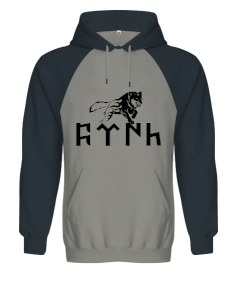 Göktürk Yazı Tasarımlı Orjinal Reglan Hoodie Unisex Sweatshirt - Tisho