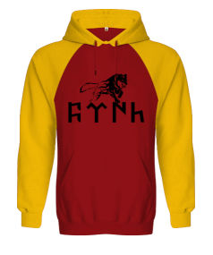 Göktürk yazı tasarımlı Orjinal Reglan Hoodie Unisex Sweatshirt - Tisho